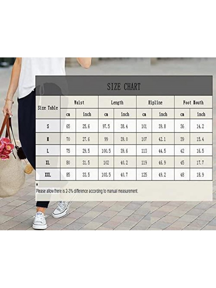 Women's Casual Pants Drawstring Elastic Waist Loose Comfy Trousers with Pockets 