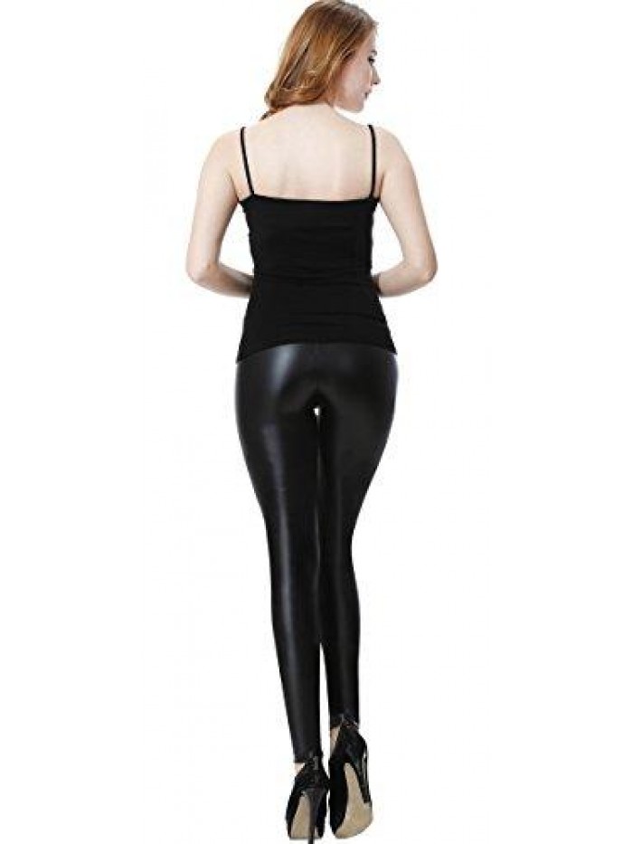 Sexy Womens Faux Leather High Waisted Leggings 