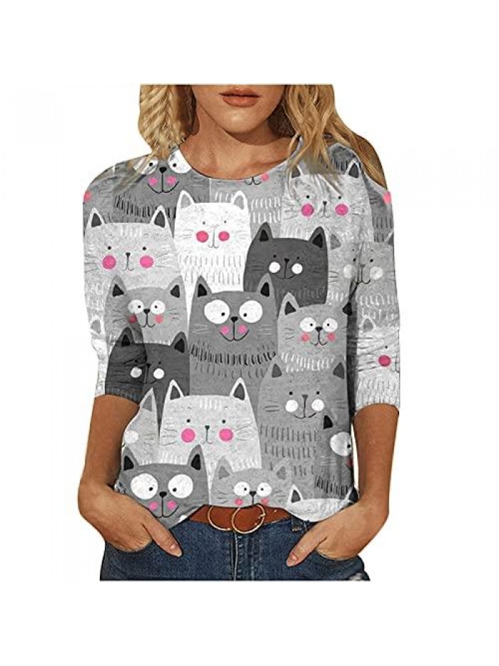Sleeve Shirts for Women Schnauzer T Shirts Dog Mom Aunt Blouses Cute Cat Mama Tops Puppy Kitty Pet Lover Gifts 