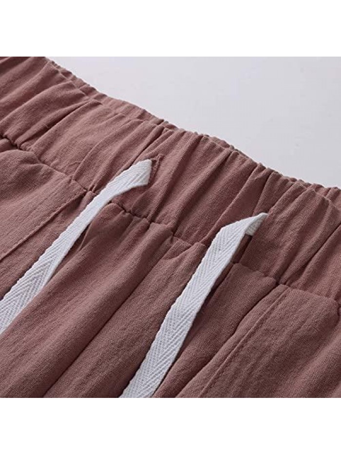 Shorts for Women Relaxed Fit Premium Drawstring Frenulum Pockets Breathable Bermuda Wide Leg Beach Shorts 