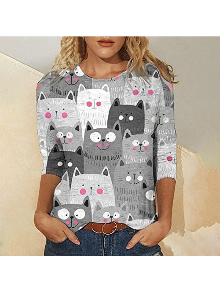 Sleeve Shirts for Women Schnauzer T Shirts Dog Mom Aunt Blouses Cute Cat Mama Tops Puppy Kitty Pet Lover Gifts 