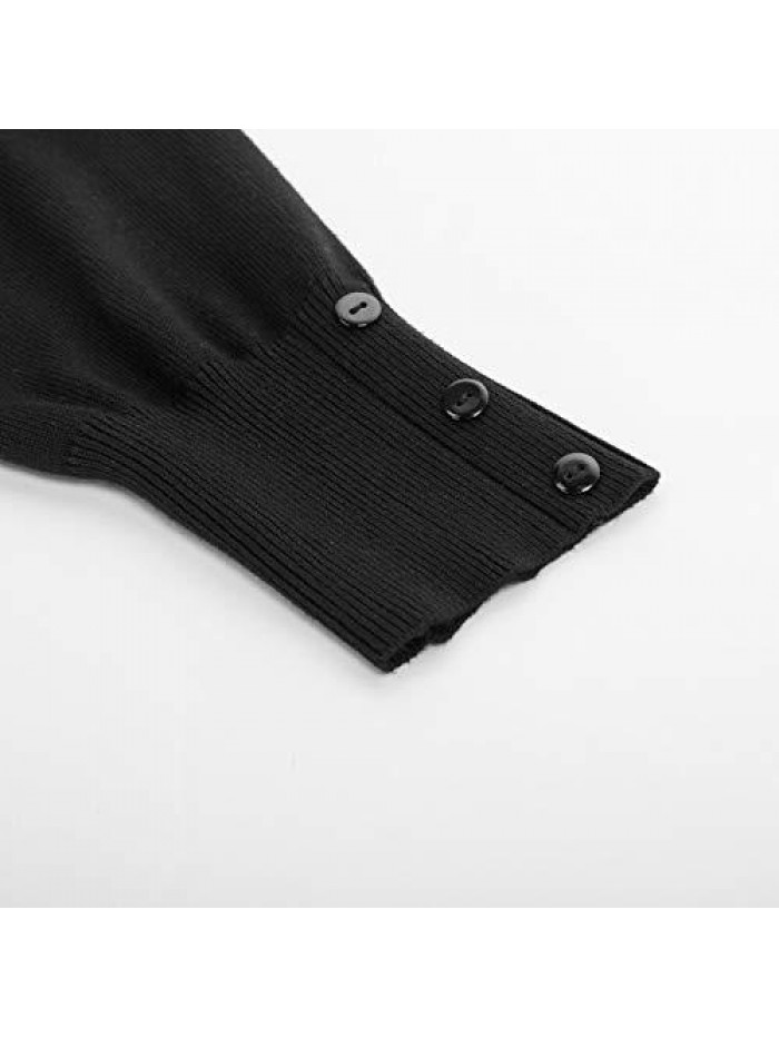 Poque Womens 3/4 Sleeve Bolero Shrug Open Front Knit Cropped Cardigan 