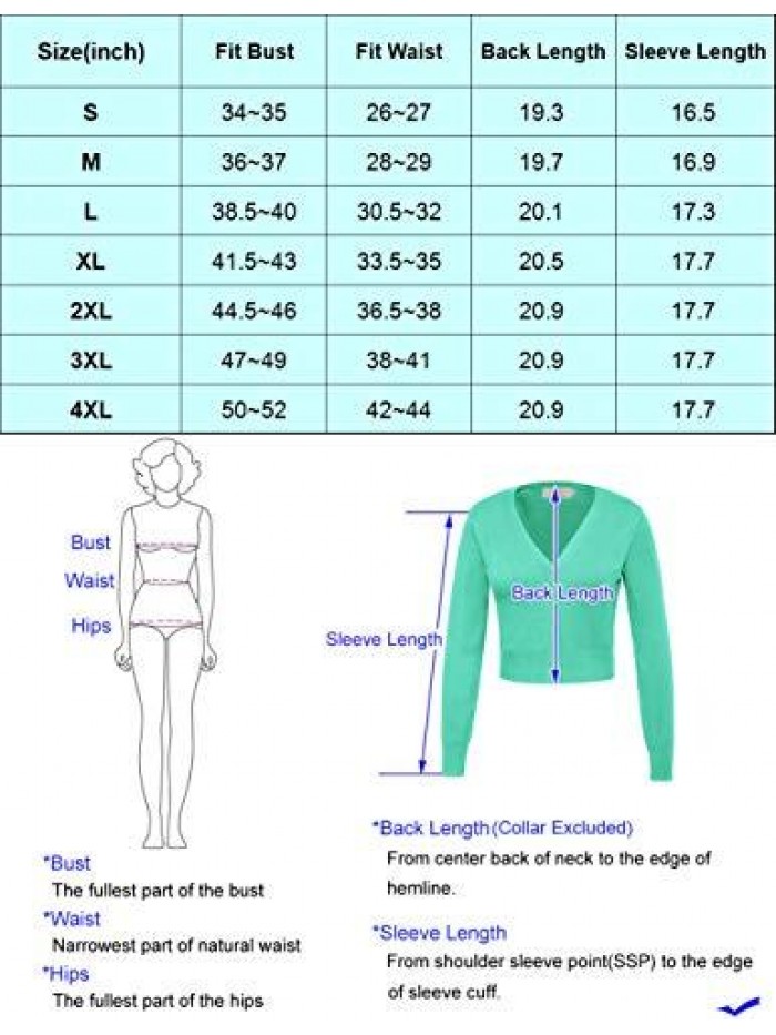 KARIN Women's Open Front Knit Cropped Bolero Shrug Cardigan Sweater Long Sleeve (S-4XL) 