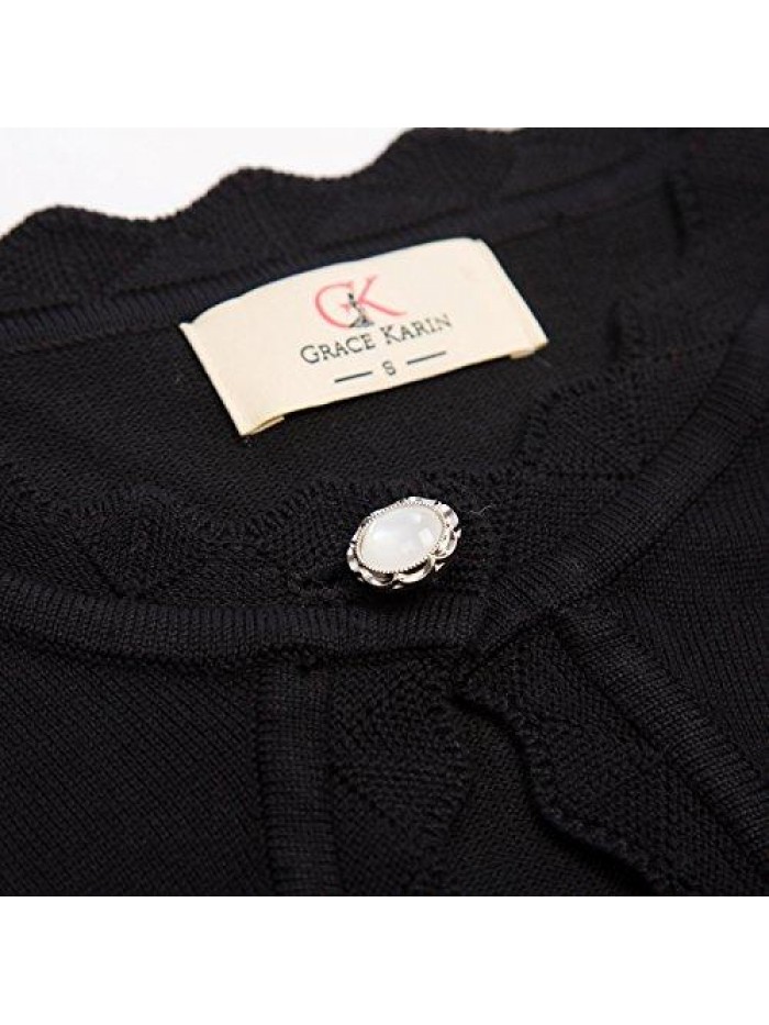 KARIN Women's Classic 3/4 Sleeve Open Front Knit Cropped Bolero Cardigan 