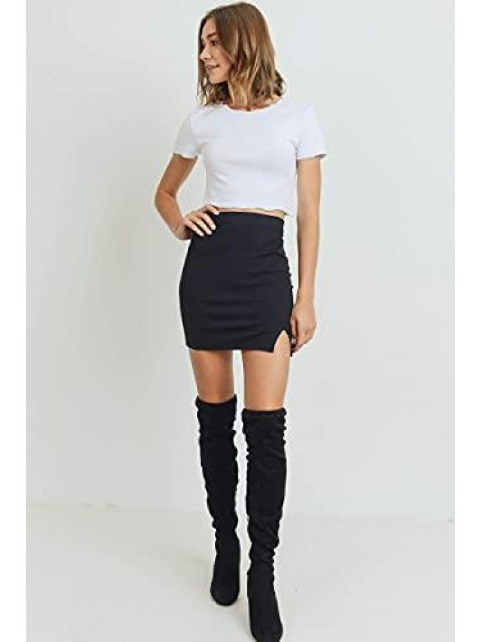 Mini Skirt with Stretch Form Fitting Split Skirts 