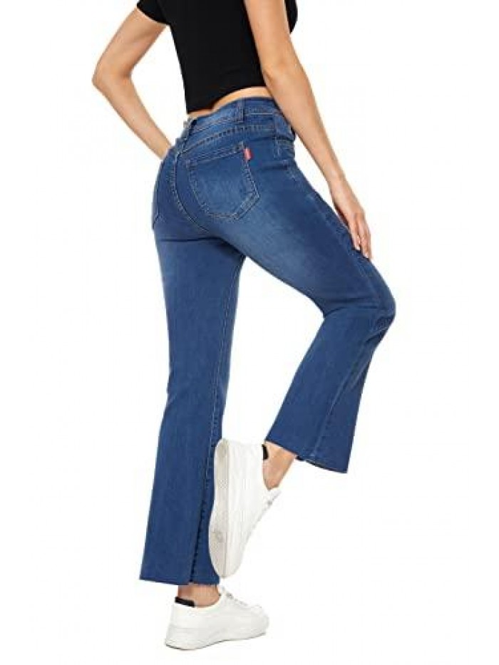 Women's Bootcut Bell Bottom Jeans Stretchy Flare Pants Mid Waist Long Jean Denim,Soft Fabric with Pockets 