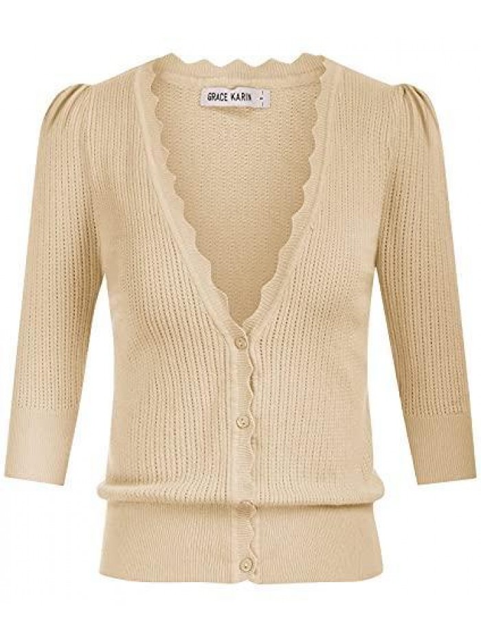 KARIN Women’s Sweater Cropped Cardigan Knit Shrugs for Dresses Tops Button Down Lightweight Soft 