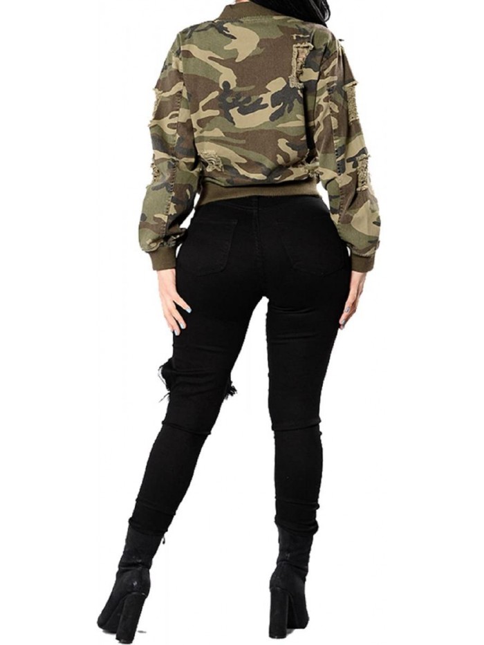 Camouflage Jacket Sexy Long Sleeve Button Down Coat With Pockets 