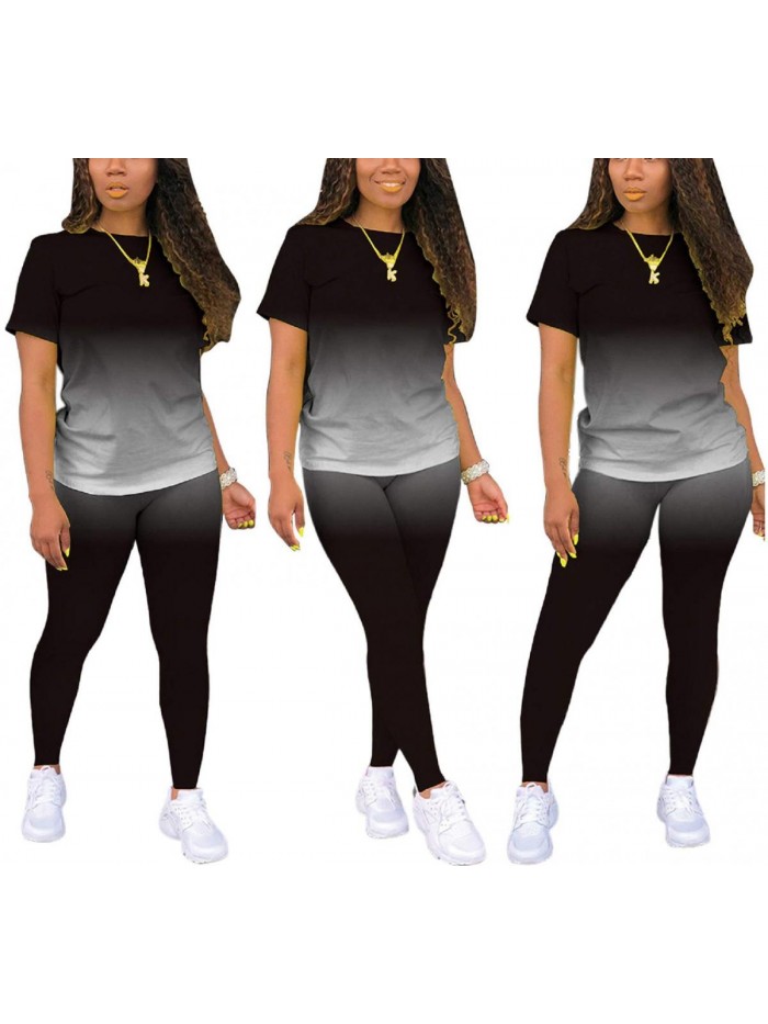 Piece Outfits for Women Short Sleeve Jogger Outfit Tracksuit Sweatsuits and Sweatpants Fashion Athletic Sports Sets 
