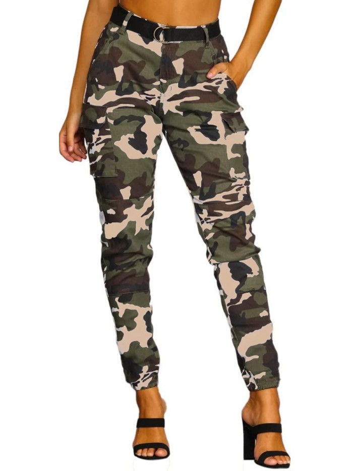 MsavigVice Womens Camo Cargo Pants for Women Slim Fit Camoflage Jogger Sweatpants with Pockets Outdoor Yogo Pants