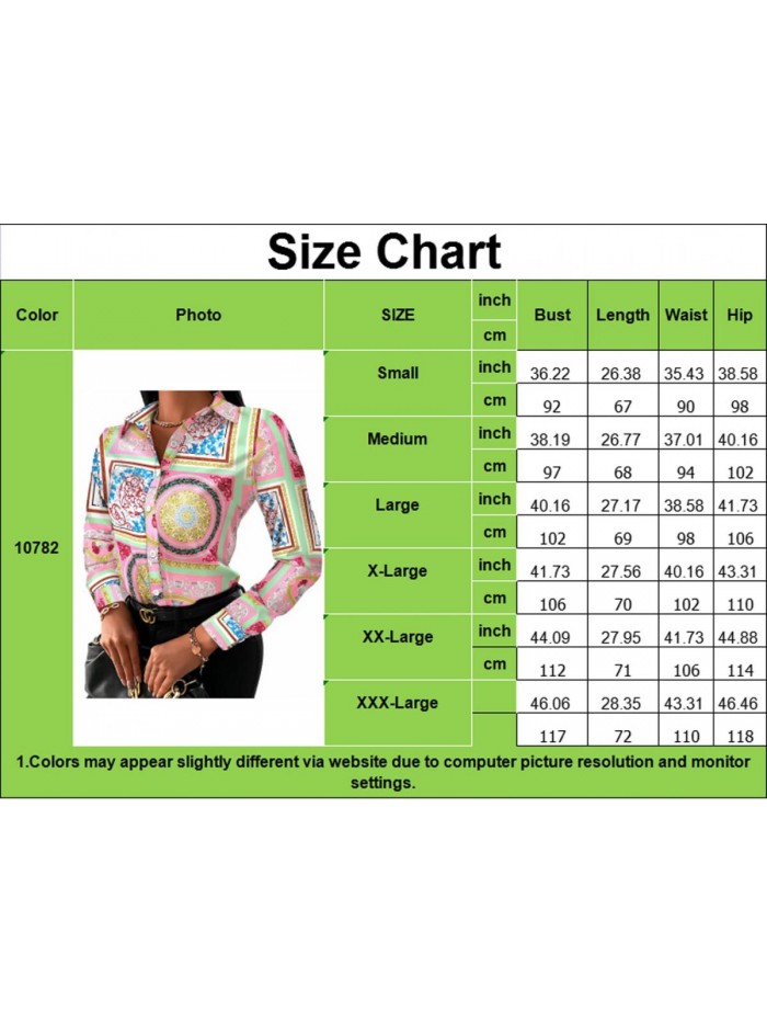 Buchona Outfits for Women Collar Blouses Button Down Shirts Colorful Long Sleeve Floral Print Tops Loose Sexy T-Shirts