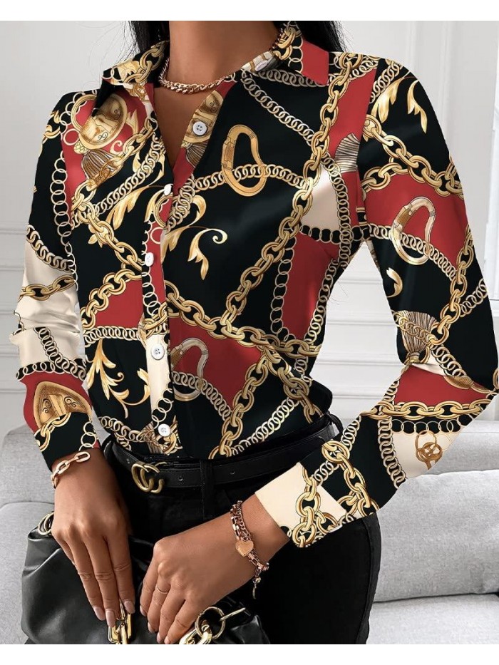 Blouses for Women Button Down Fashion Business Casual Long Sleeve Dressy Shirts Sexy Tops 2022