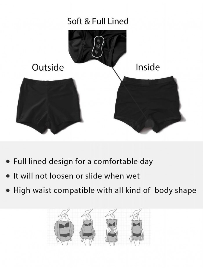Women's Swim Shorts High Waisted Bathing Suit Bottoms Swimsuit Swimwear Boy Shorts Bikini Tankini Board Shorts 