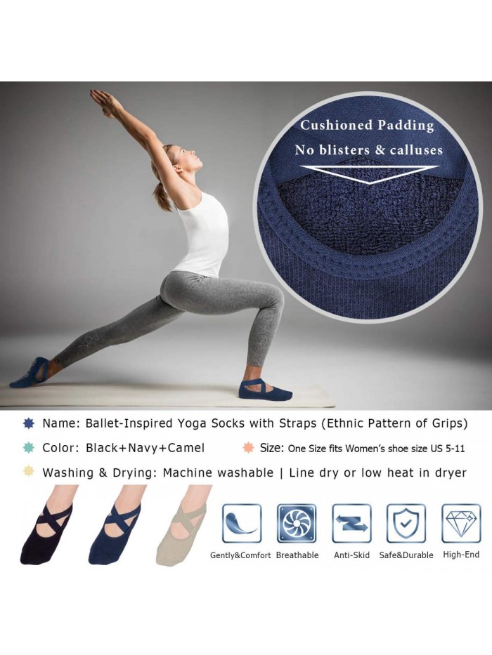 Non Slip Socks for Yoga Pilates Barre Fitness Hospital Socks for Women 