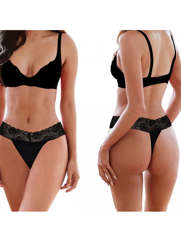 Thin Lace Hollowed Out T Back Low Waist Ice Silk Sexy Cheeky Thong See Through Panties 