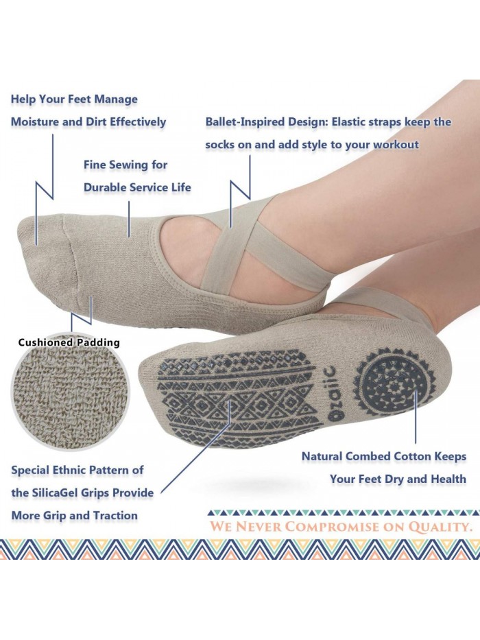 Non Slip Socks for Yoga Pilates Barre Fitness Hospital Socks for Women 