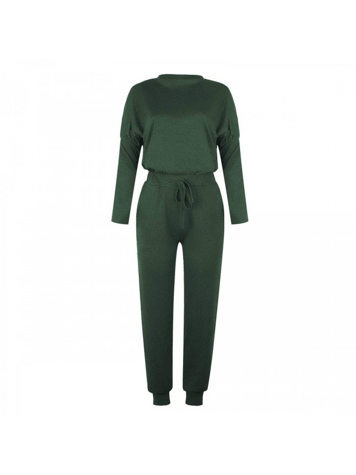 Piece Outfits for Women Long Sleeve Crewneck Solid Pullover Tops and Long Pants Sweatsuits Tracksuits Jogger Lounge Sets 