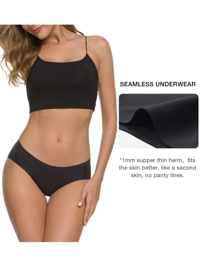 Women’s Seamless Hipster Underwear No Show Panties Soft Stretch Bikini Underwears Multi-Pack 