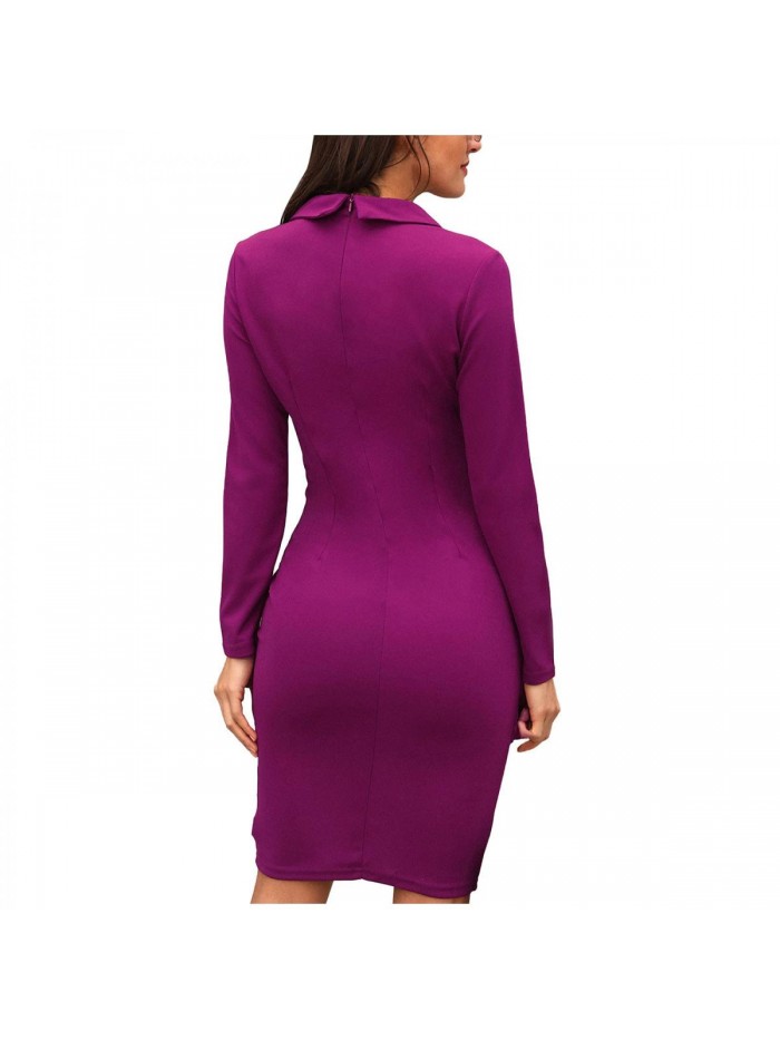 Formal Bodycon Blazer Dress Women Slim Fit Solid Color Side Button Down Wear to Work Office Ladies Dress Suit Set 