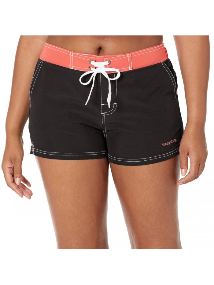 Women Quick Dry Swimwear Trunks Sports Board Shorts with Soft Briefs Inner Lining 