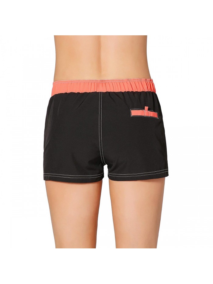 Women Quick Dry Swimwear Trunks Sports Board Shorts with Soft Briefs Inner Lining 