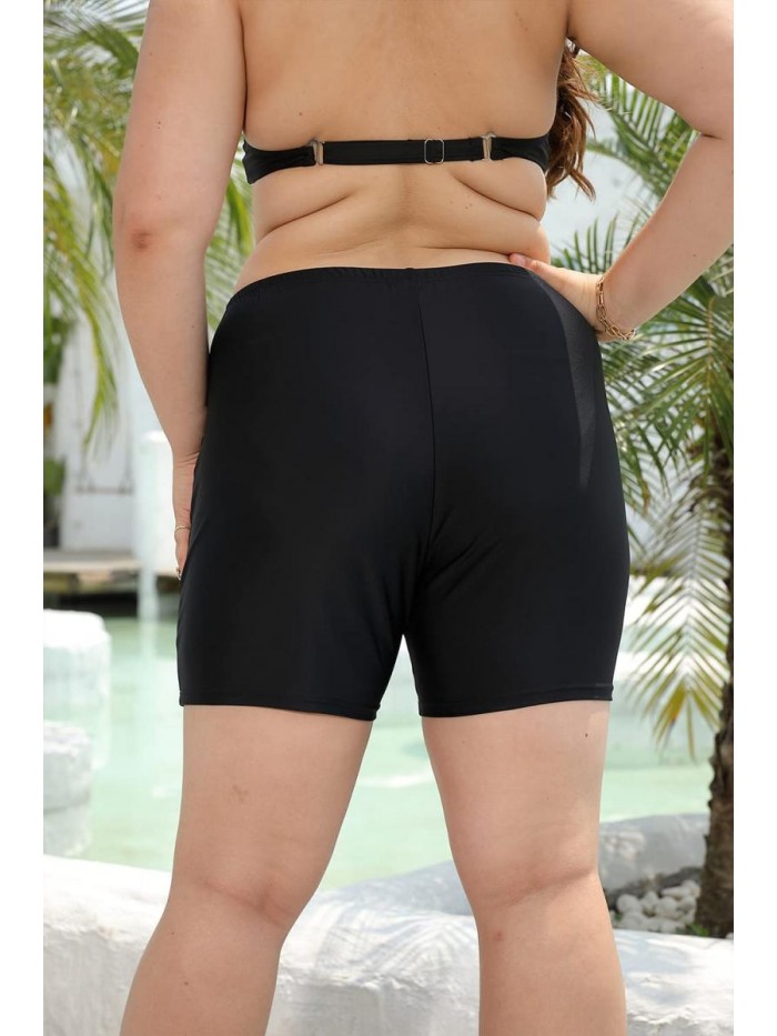 Women Plus Size Swim Shorts High Waist Board Shorts Stretchy Swimsuit Bottoms 