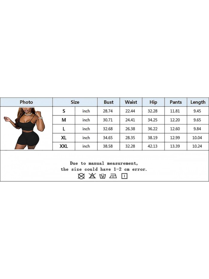 Womens 2 Piece Outfits Summer Jogging Shorts Spaghetti Strap Crop Top Joggers Workout Lounge Sets 