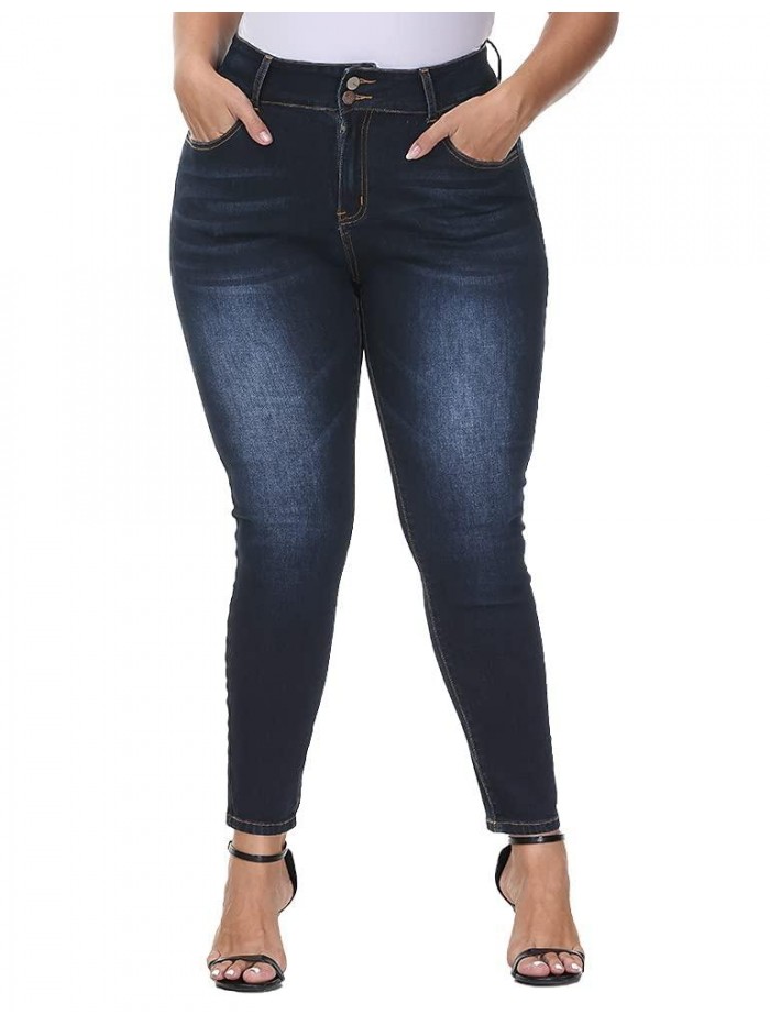 Plus Size Jeans for Women High Waisted Stretch Ripped Casual Distressed Skinny Jeans Capri Pants 