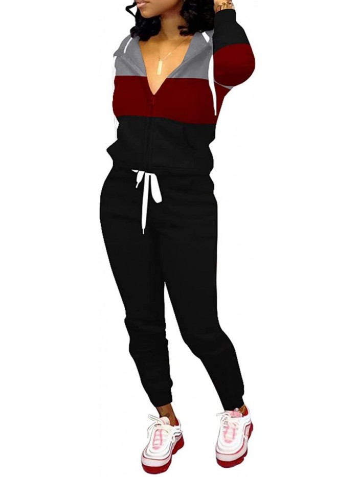 Two Piece Sweatsuit For Women Long Sleeve Jogging Tracksuits Sexy Long Sweatpants Set Stretchy 