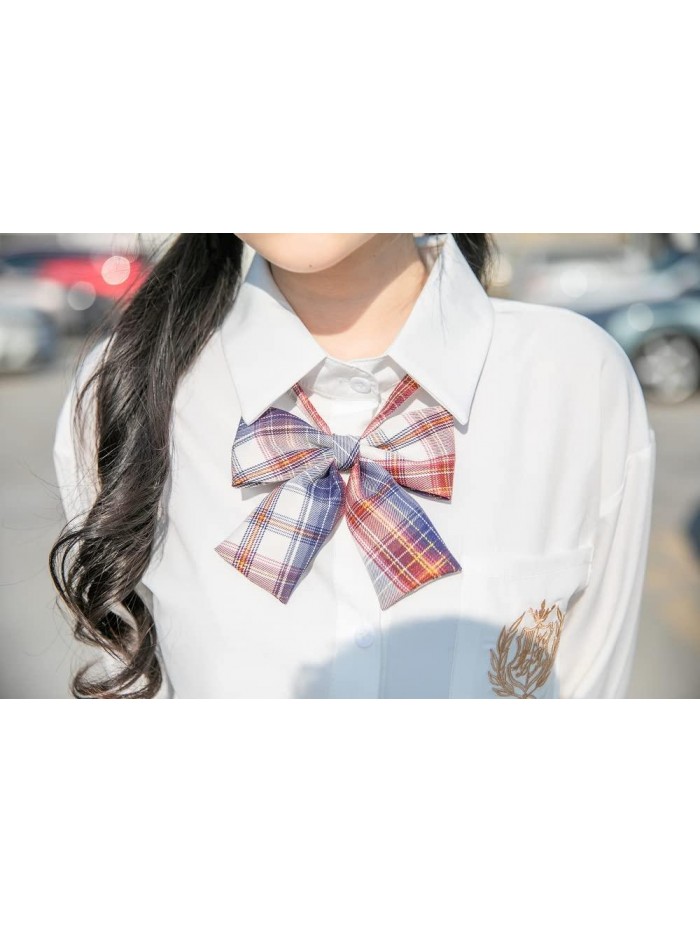 Adjustable High Waist Plaid Skirt for Women with Neck Bow Tie A-line Harajuku Style Japanese School Uniform US 0-12 
