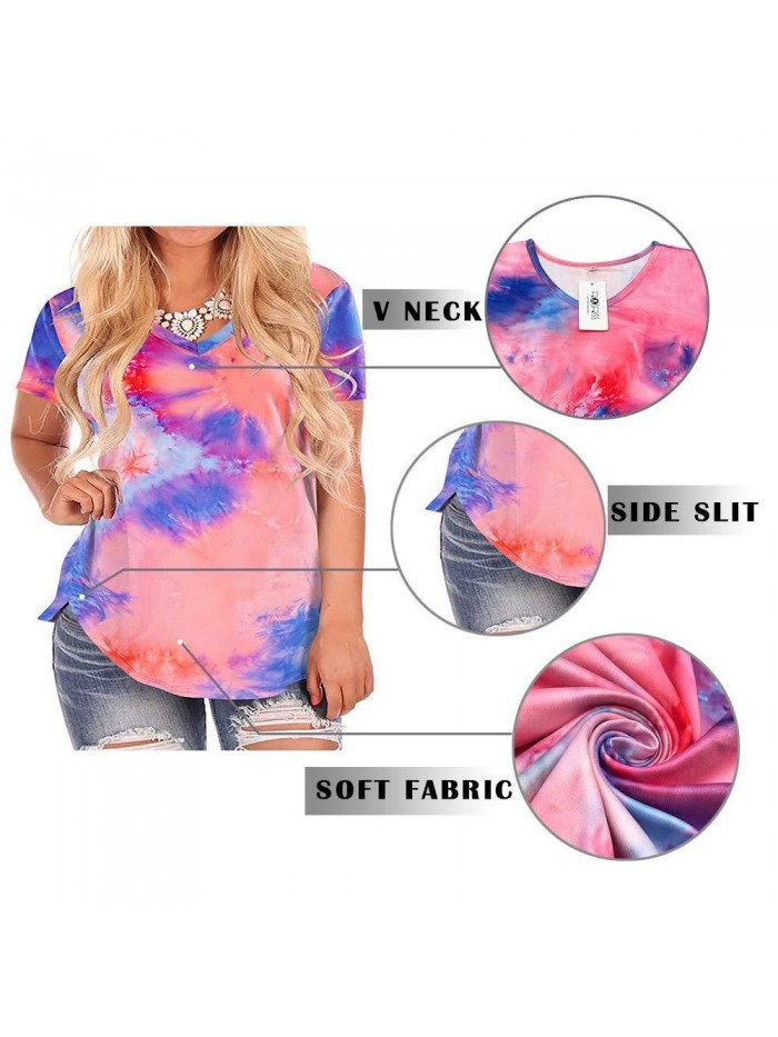 Plus Size Tops for Women Summer Tie Dye T Shirts 