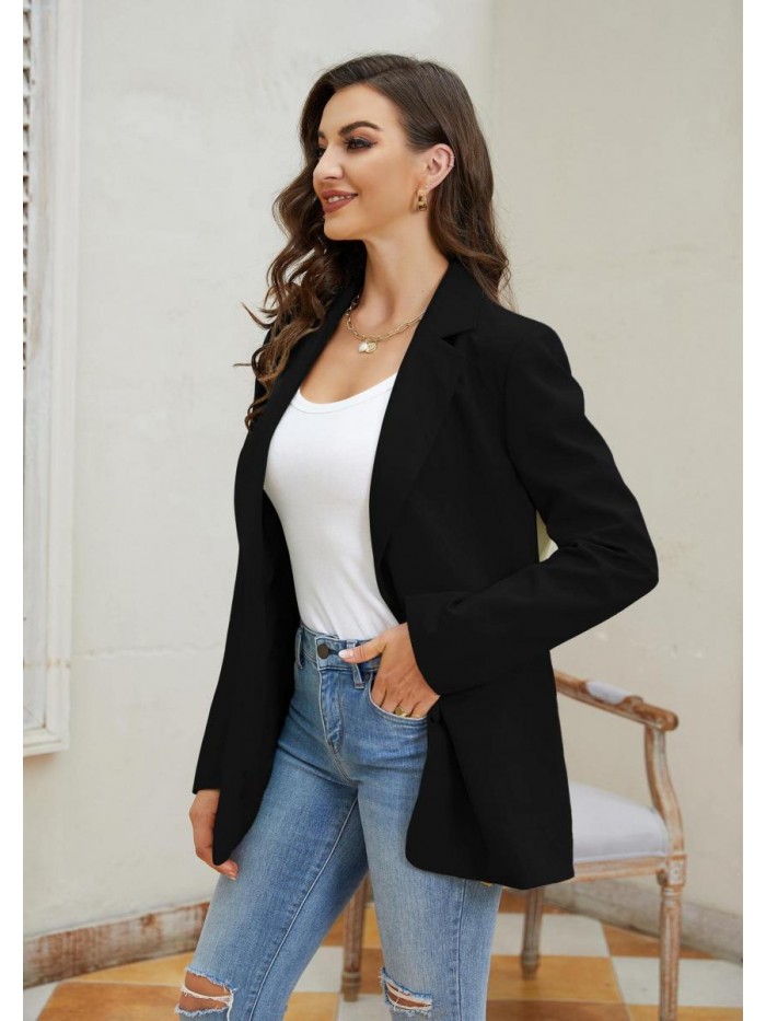 Casual Blazers Long Sleeve Oversized Open Front Business Lapel Button Work Office Jackets 