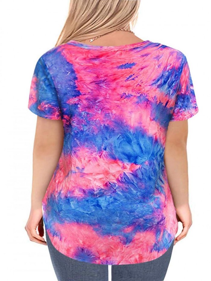 Plus Size Tops for Women Summer Tie Dye T Shirts 