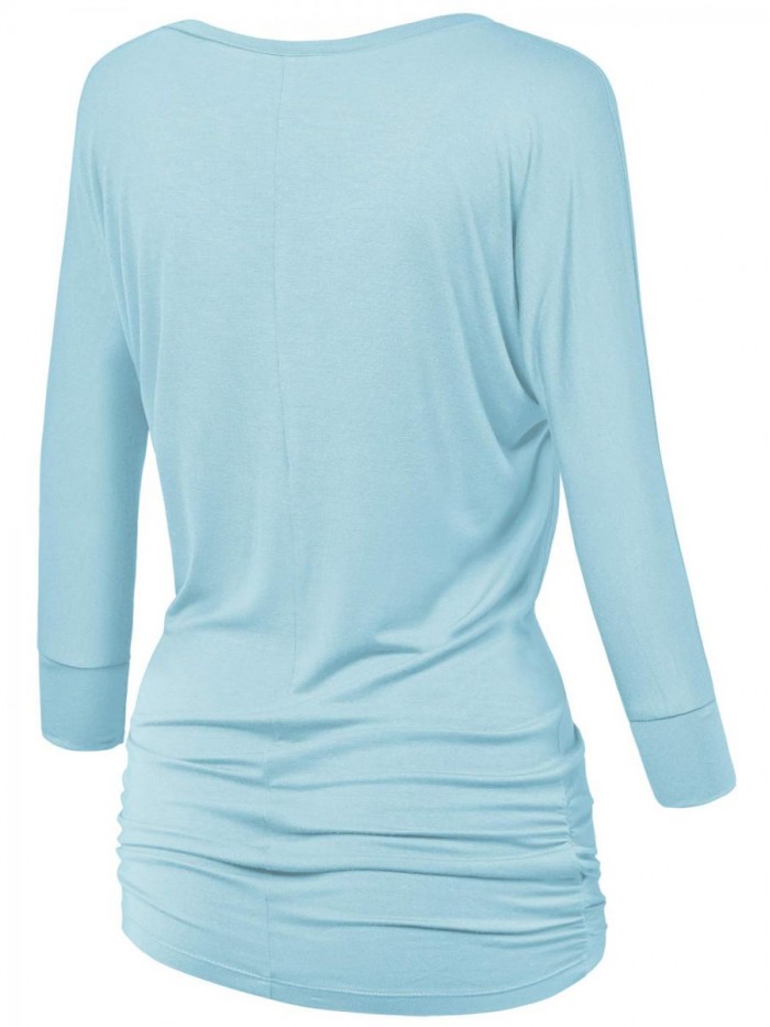 By Johnny Women's 3/4 Sleeve with Drape Dolman Top with Side Shirring 
