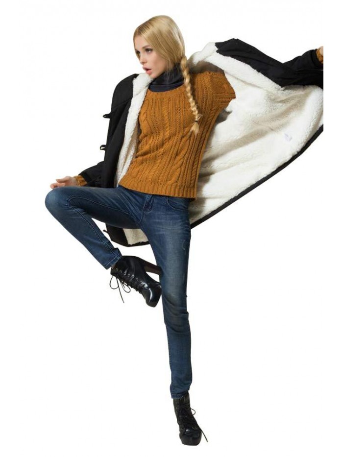 Women's Winter Warm Coat Hoodie Parkas Overcoat Fleece Outwear Jacket with Drawstring 