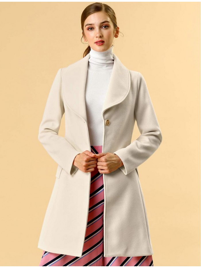 K Women's Shawl Collar Single Breasted Winter Long Belted Coat 