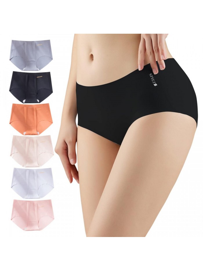 6 Pack Seamless Underwear for Women, Soft Women’s Panties with 6 Colors Packed, Full Back Coverage Briefs for Ladies 
