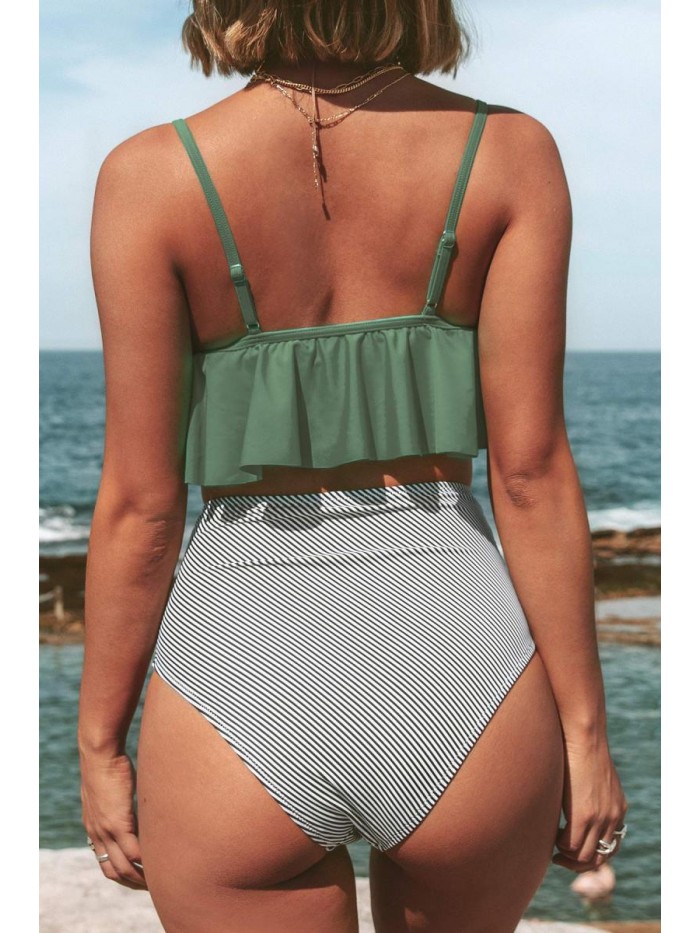 Women's High Waisted Falbala Bikini Set 