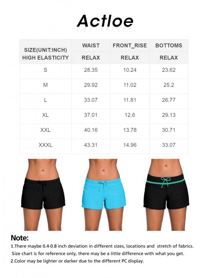 Women's Waistband Short Swim Bottom Side Split Plus Size Board Shorts 