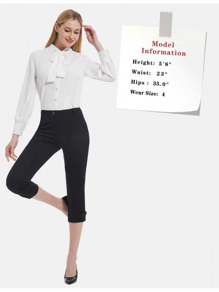Tapata Capris for Women Casual Summer Business Professional Stretchy Dressy Wear to Work Crop Pants