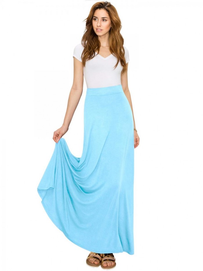 and Love Women's Styleish Print/Solid High Waist Flare Long Maxi Skirt 