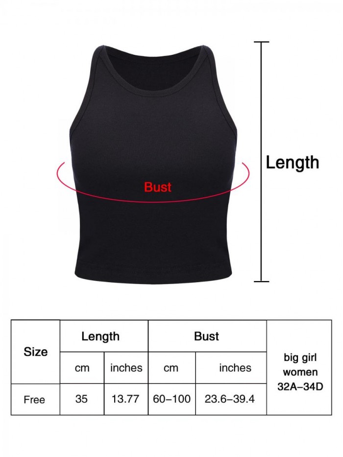 Pieces Women's Cotton Basic Sleeveless Racerback Crop Tank Top Sports Crop Top for Lady Girls Daily Wearing 