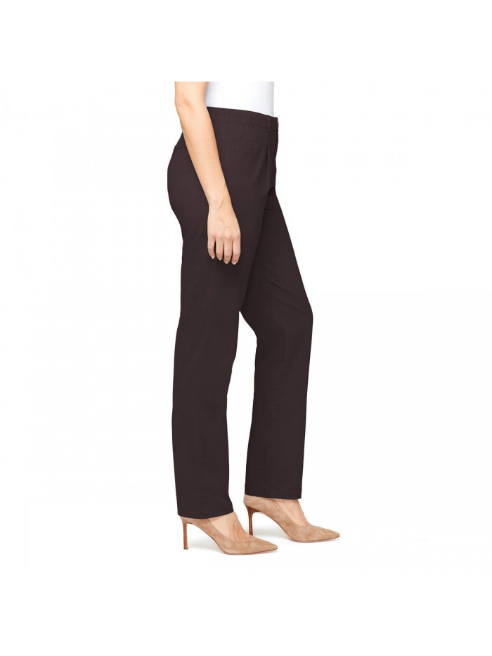 Vanderbilt Women's Rear Elastic High Waist Pleated Chino Pants 