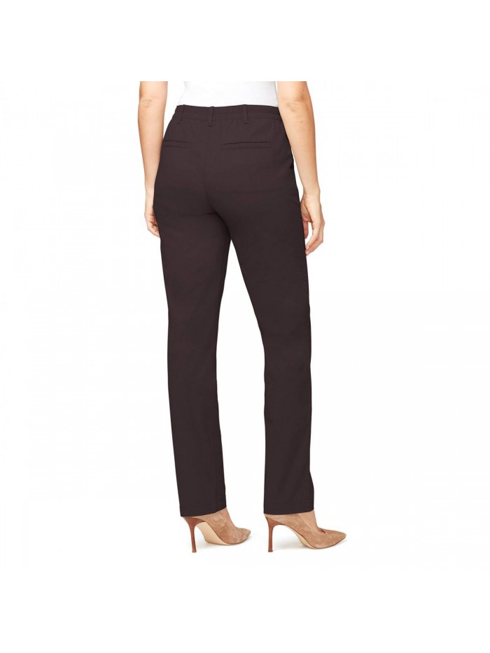 Vanderbilt Women's Rear Elastic High Waist Pleated Chino Pants 