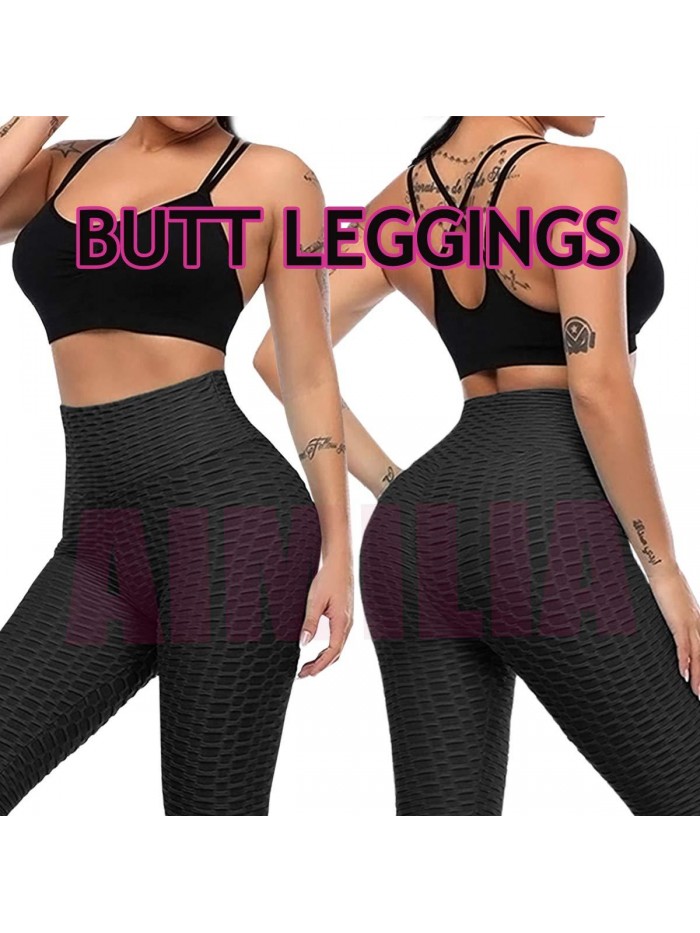Butt Lifting Anti Cellulite Leggings for Women High Waisted Yoga Pants Workout Tummy Control Sport Tights 