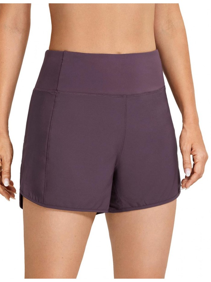 YOGA Women's High Waist Workout Running Shorts Mesh Liner 4'' - Quick Dry Mesh Athletic Sport Gym Shorts Zip Pocket 