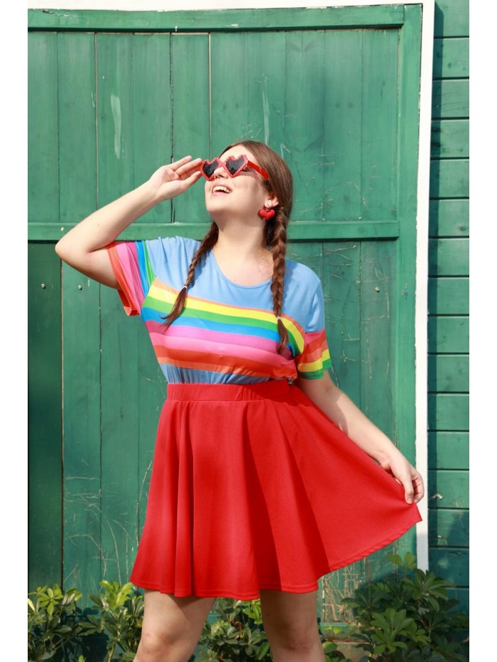 Plus Size Basic Versatile Stretchy Elastic Waist Flared Casual Mini Skater Skirt/Pleated Plaid Skirt for Women XL-5XL 