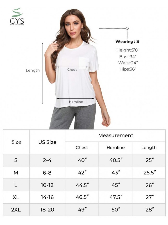 Women's Soft Bamboo Lounge Top Short Sleeve T-Shirt 