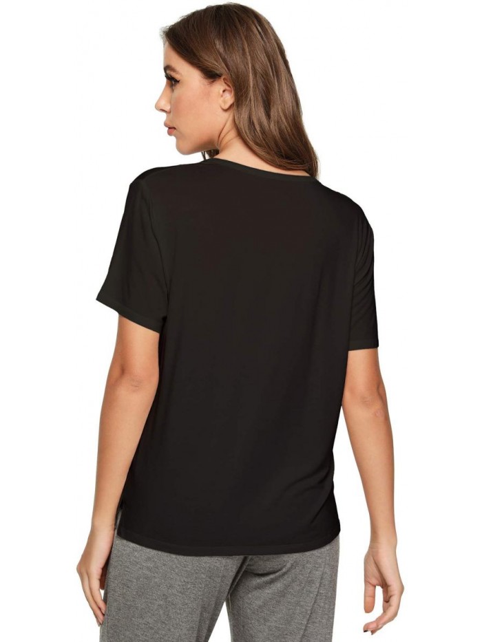 Women's Soft Bamboo Lounge Top Short Sleeve T-Shirt 