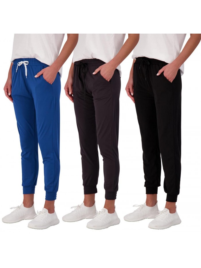Pack: Women's Ultra-Soft Lounge Joggers Athletic Yoga Pants with Pockets & Drawstring (Available in Plus Size) 